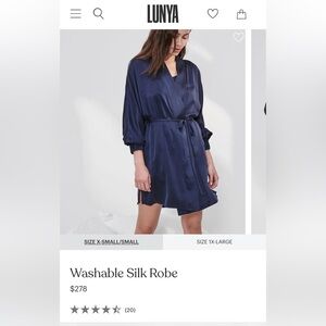 Lunya Washable Silk Robe in Deep Blue Size XS/S